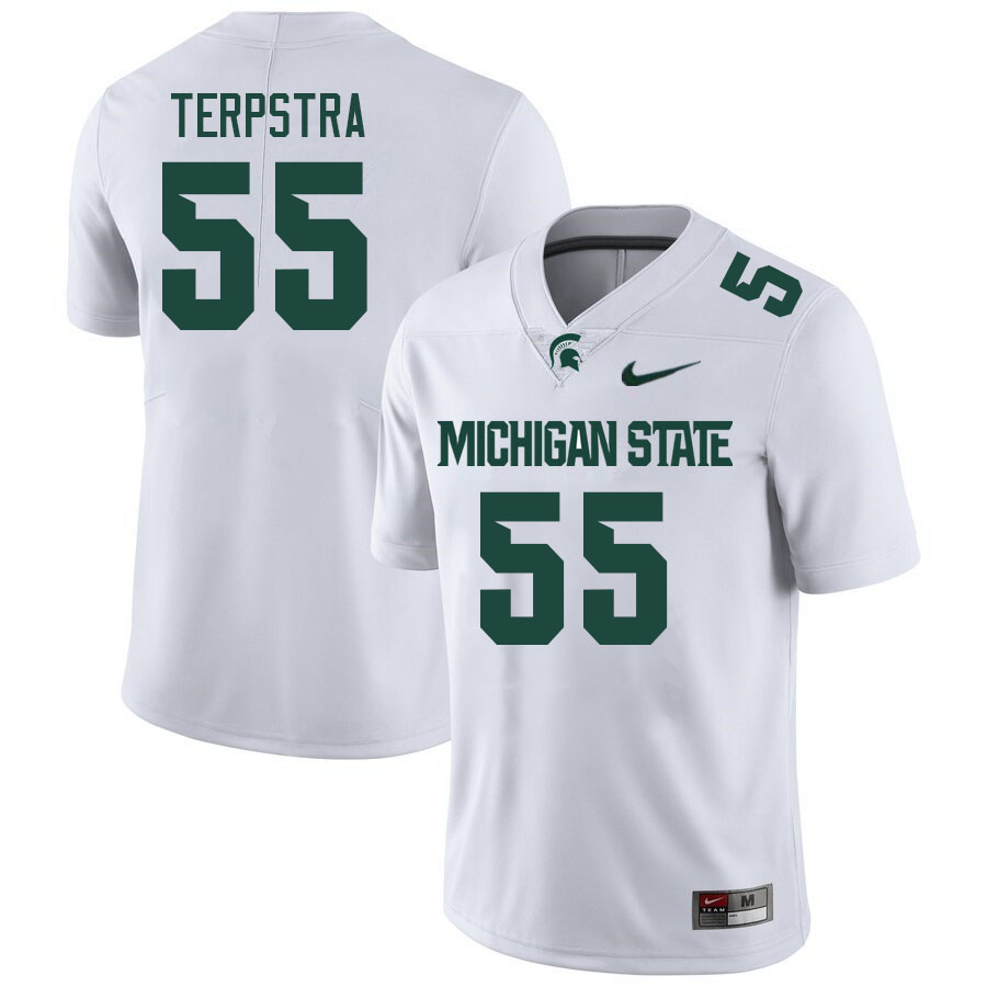 Men #55 Cooper Terpstra Michigan State Spartans College Football Jerseys Stitched Sale-White
